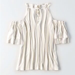 AEO Soft & Sexy Cold Shoulder Stripe Tee | S